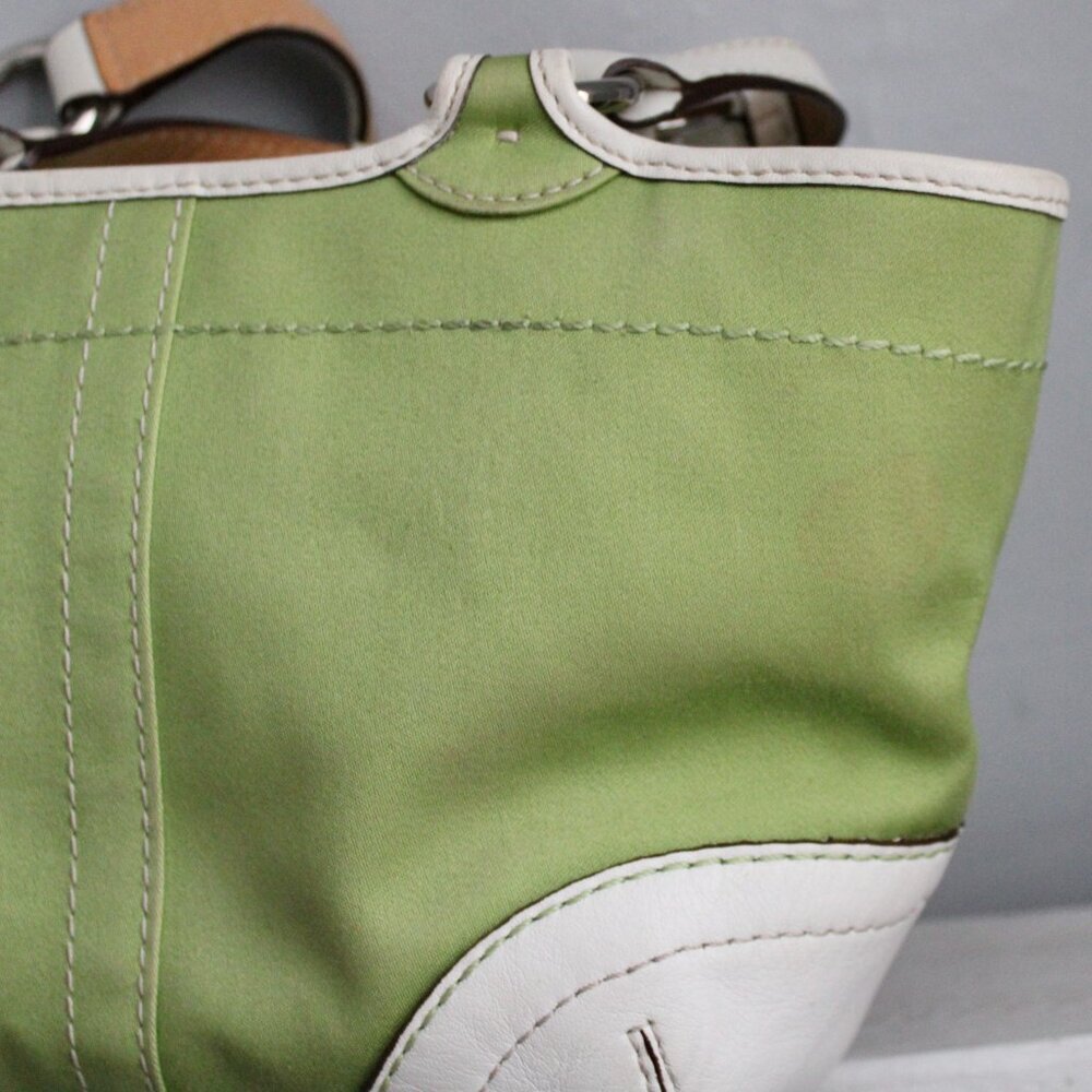 Coach VTG Y2K Green & White Soho Twill & Leather Mini Tote Bag A06S - 1881 - Picture 8 of 11